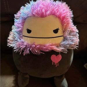 Squishmallows Pink Purple Blue Fuzzy Hood Plush with Heart Patch